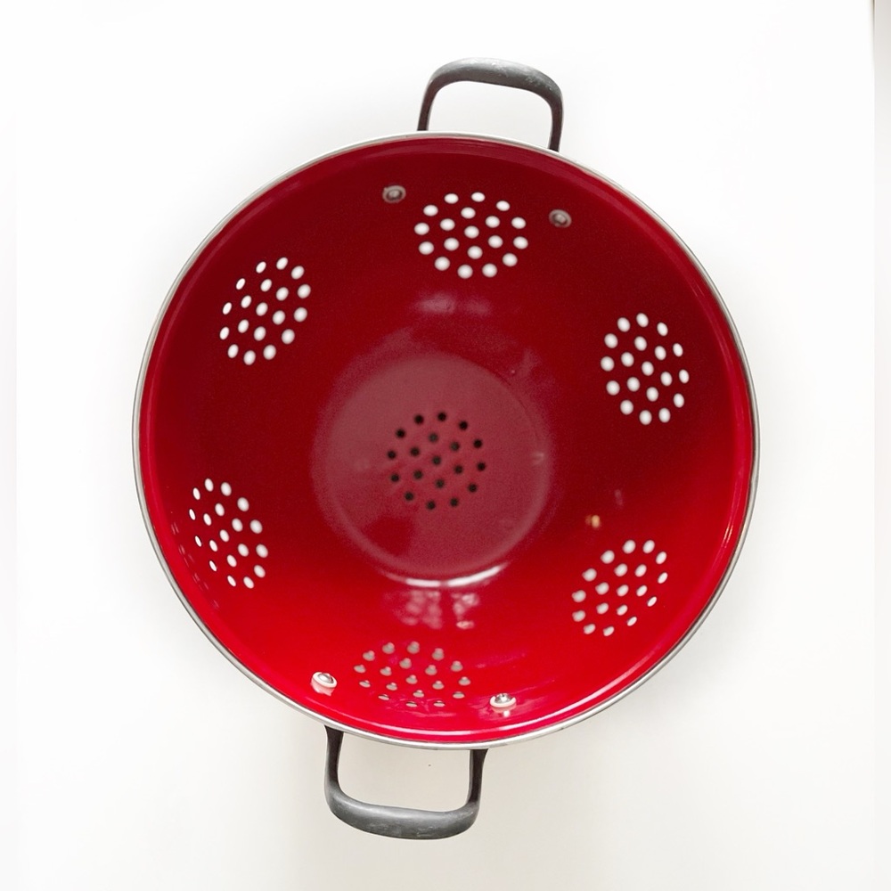 SOLD Large Red Metal Colander - Picture 2 of 4